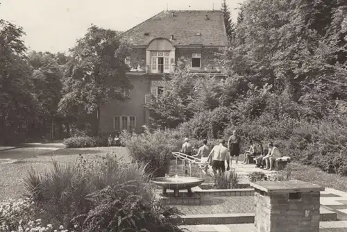 ÄLTERE POSTKARTE BAD GOTTLEUBA KLINIK-SANATORIUM WASSERTRETANLAGE UND STATION 7 DDR BRIEFMARKE X. WELTFEST-SPIELE Kneipp