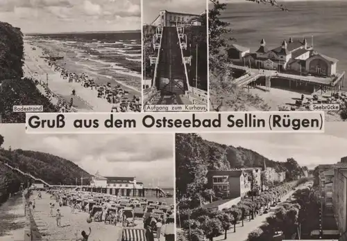 ÄLTERE POSTKARTE GRUSS AUS DEM OSTSEEBAD SELLIN RÜGEN AUFGANG KURHAUS WILHELM-PIECK-STRASSE Ak Ansichtskarte postcard