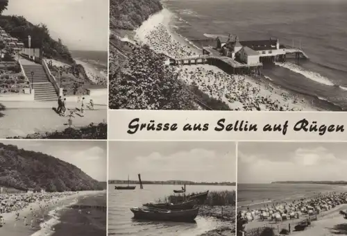 ÄLTERE POSTKARTE GRÜSSE AUS SELLIN AUF RÜGEN FISCHERBOOT FISCHERBOOTE STRAND cpa Ak Ansichtskarte postcard