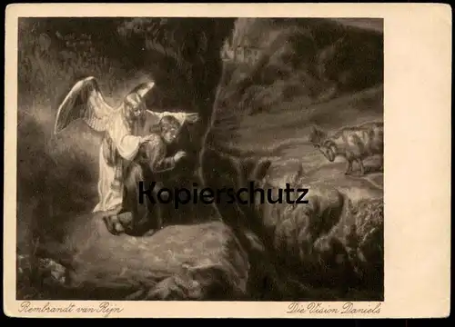 ALTE POSTKARTE REMBRANDT VAN RIJN DIE VISION DANIELS ENGEL STAATLICHE MUSEEN ZU BERLIN angel ange Ansichtskarte postcard