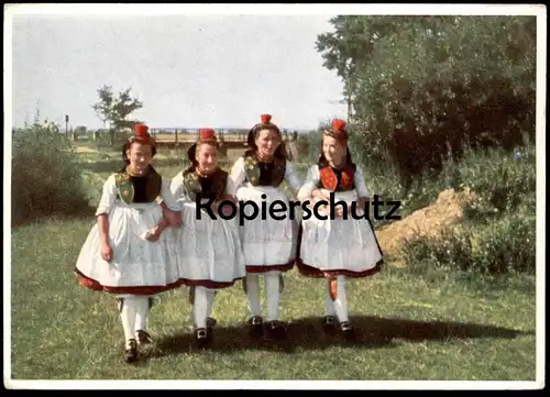ALTE POSTKARTE DIE BUNTE SCHWALM NR 13 KIRMESGANG HESSEN KIND Kirmes Gang walk to fun fair Tracht Ansichtskarte postcard