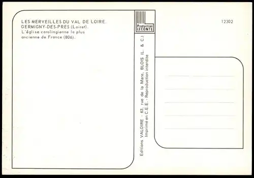 ÄLTERE POSTKARTE LES MERVEILLES DU VAL DE LOIRE GERMIGNY ÉGLISE CAROLINGIENNE Karolinger Kirche church Ansichtskarte cpa