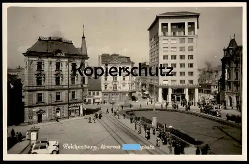 ALTE POSTKARTE REICHENBERG KONRAD H. PLATZ GRAND CAFÉ MARX LIBEREC Sudeten Email General Michel Nr.684 AK postcard
