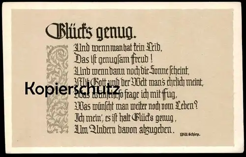 ALTE SPRUCH POSTKARTE GLÜCKS GENUG WILL SCHIRP Glück Berndorf Gerolstein Ansichtskarte AK cpa postcard