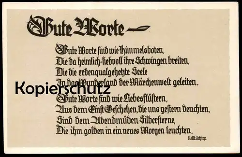 ALTE SPRUCH POSTKARTE GUTE WORTE WILL SCHIRP Berndorf Gerolstein good words Ansichtskarte AK cpa postcard