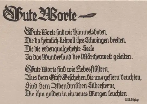 ALTE SPRUCH POSTKARTE GUTE WORTE WILL SCHIRP Berndorf Gerolstein good words Ansichtskarte AK cpa postcard