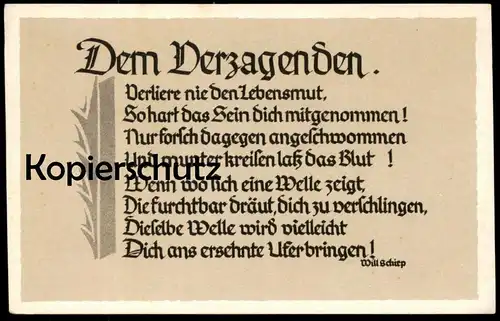 ALTE SPRUCH POSTKARTE DEM VERZAGENDEN WILL SCHIRP Berndorf Gerolstein Ansichtskarte AK cpa postcard