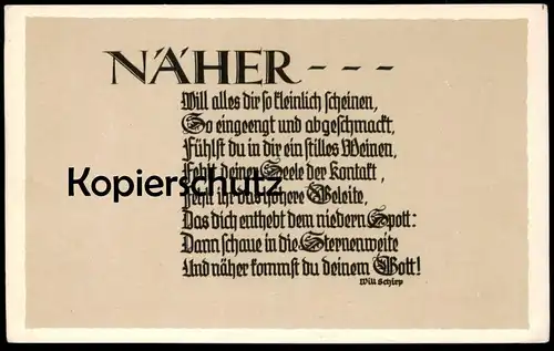 ALTE SPRUCH POSTKARTE NÄHER WILL SCHIRP Berndorf Gerolstein Seele Gott soul god Ansichtskarte AK cpa postcard