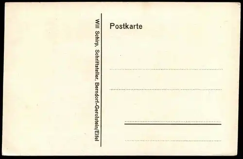 ALTE SPRUCH POSTKARTE BEHERZIGUNG WILL SCHIRP Berndorf Gerolstein Winter Frühling Einsamkeit Ansichtskarte cpa postcard