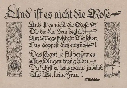 ALTE SPRUCH POSTKARTE UND IST ES NICHT DIE ROSE WILL SCHIRP Berndorf Gerolstein Veilchen Ansichtskarte AK cpa postcard