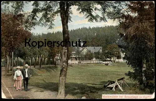 ALTE POSTKARTE WALDMÜHLE BEI BRAUNLAGE IM OBERHARZ PAAR BANK Ehepaar couple AK Ansichtskarte cpa postcard