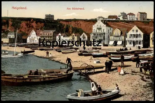 ALTE POSTKARTE HELGOLAND AM SÜDSTRAND FISCHER STEMPEL MARINELAZARETT HELGOLAND KAISERLICHE MARINE Ansichtskarte postcard