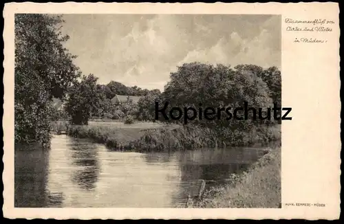 ALTE POSTKARTE MÜDEN ZUSAMMENFLUSS VON OERTZE UND WIETZE FLUSS Fassberg Ansichtskarte cpa AK postcard