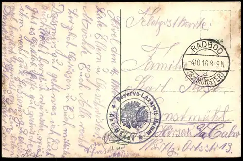ALTE POSTKARTE GRUSS AUS HAMM WESTFALEN AHSEBRÜCKE OBERLANDESGERICHT TOTAL STEMPEL RESERVE LAZARETT HÖVEL Ansichtskarte