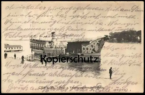 ALTE POSTKARTE CÖLN AM RHEIN FEST- UND VERGNÜGUNGSDAMPFER DELPHIN Köln Dampfer steam ship Ansichtskarte cpa AK postcard