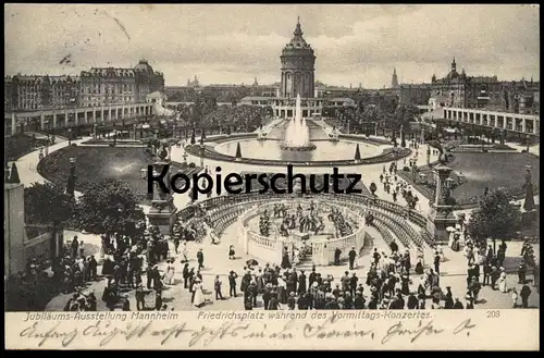 ALTE POSTKARTE JUBILÄUMS-AUSSTELLUNG MANNHEIM FRIEDRICHSPLATZ WÄHREND DES VORMITTAGS-KONZERTES exhibition postcard cpa