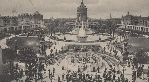 ALTE POSTKARTE JUBILÄUMS-AUSSTELLUNG MANNHEIM FRIEDRICHSPLATZ WÄHREND DES VORMITTAGS-KONZERTES exhibition postcard cpa