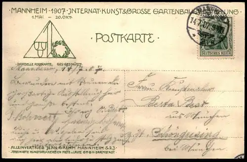 ALTE POSTKARTE JUBILÄUMS-AUSSTELLUNG MANNHEIM FRIEDRICHSPLATZ WÄHREND DES VORMITTAGS-KONZERTES exhibition postcard cpa