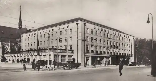 ALTE POSTKARTE CHEMNITZ HOTEL CHEMNITZER HOF 1933 MÄNNER BETRACHTEN ABSPERRUNG AK Ansichtskarte postcard cpa