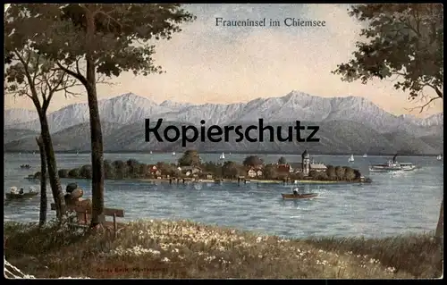 ALTE KÜNSTLER POSTKARTE FRAUENINSEL IM CHIEMSEE SIGN. GUIDO BECK MALER MÜNCHEN AK Ansichtskarte postcard cpa