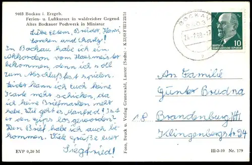 ÄLTERE POSTKARTE BOCKAU IM ERZGEBIRGE BOCKAUER POCHWERK IN MINIATUR Modell-Schau miniature Ansichtskarte cpa AK postcard