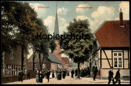 ALTE POSTKARTE SITTENSEN SONNTAGMORGEN KIRCHGANG Sonntag sunday dimanche Ansichtskarte postcard cpa AK