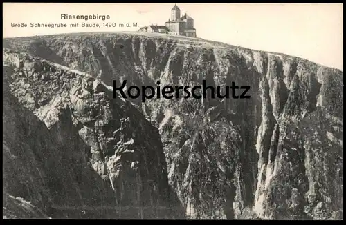 ALTE POSTKARTE RIESENGEBIRGE GROSSE SCHNEEGRUBE MIT BAUDE 1490 M Ü. M. Krummhübel Schlesien Schronisko Karpacz cpa AK