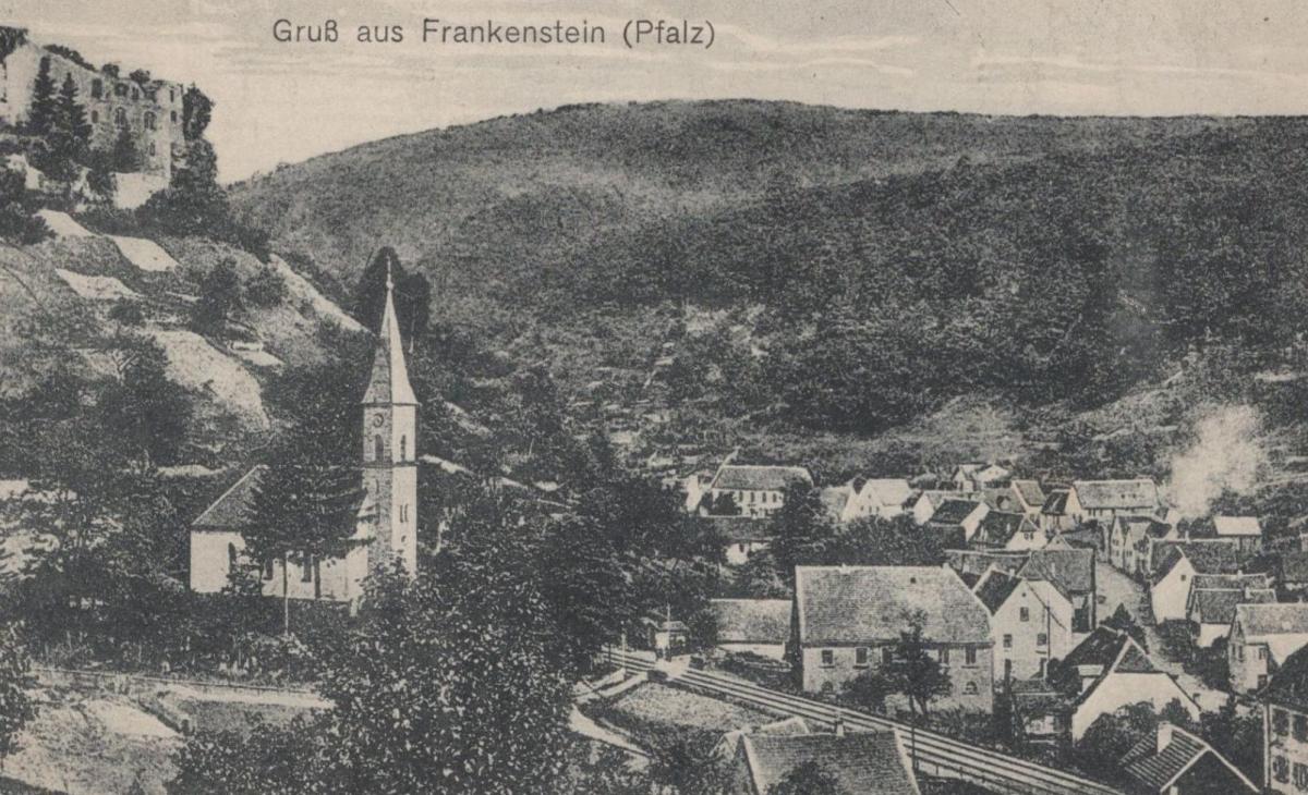 ALTE POSTKARTE GRUSS AUS FRANKENSTEIN PFALZ Bahn railway