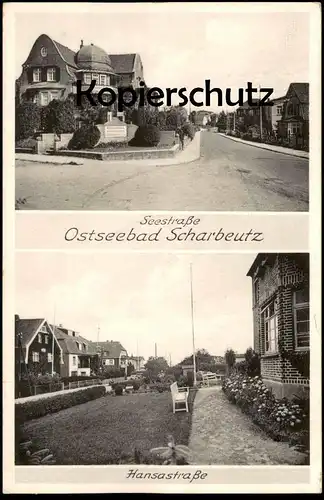 ALTE POSTKARTE OSTSEEBAD SCHARBEUTZ SEESTRASSE HANSASTRASSE cpa AK Ansichtskarte postcard