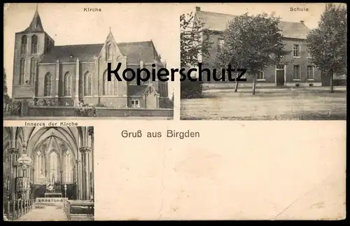 ALTE POSTKARTE GRUSS AUS BIRGDEN KIRCHE SCHULE INNERES DER KIRCHE ST. URBAN GANGELT postcard Ansichtskarte cpa AK