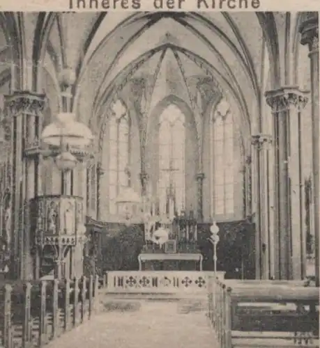 ALTE POSTKARTE GRUSS AUS BIRGDEN KIRCHE SCHULE INNERES DER KIRCHE ST. URBAN GANGELT postcard Ansichtskarte cpa AK