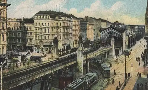 ALTE POSTKARTE BERLIN HOCHBAHNHOF BÜLOWSTRASSE AN DER POTSDAMERSTRASSE Strassenbahn train tram tramway Ansichtskarte AK