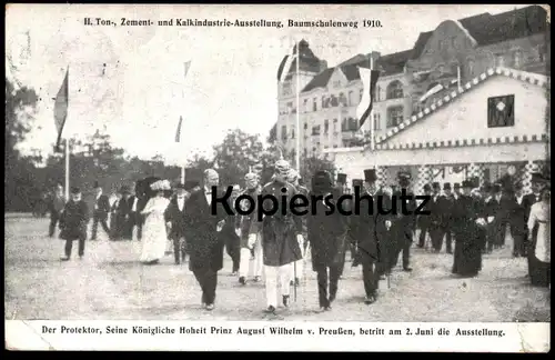 ALTE POSTKARTE BERLIN 1910 II. TON-, ZEMENT-, UND KALKINDUSTRIE-AUSSTELLUNG BAUMSCHULENWEG PRINZ VON PREUSSEN AK cpa
