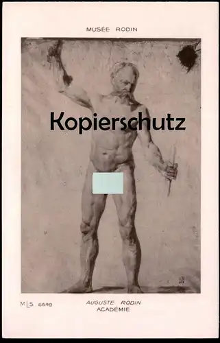 ALTE POSTKARTE MUSÉE RODIN AUGUSTE RODIN ACADÉMIE MÄNNLICHER AKT MANN nude man AK postcard cpa Ansichtskarte
