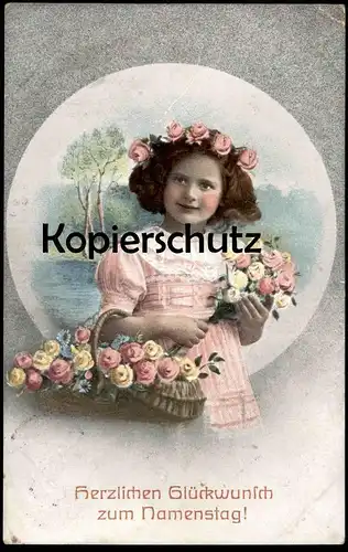 ALTE POSTKARTE HERZLICHEN GLÜCKWUNSCH ZUM NAMENSTAG MÄDCHEN KIND girl fille child enfant AK postcard cpa Ansichtskarte