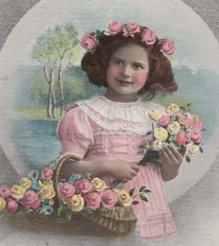 ALTE POSTKARTE HERZLICHEN GLÜCKWUNSCH ZUM NAMENSTAG MÄDCHEN KIND girl fille child enfant AK postcard cpa Ansichtskarte