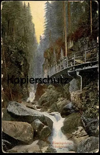 ALTE POSTKARTE RIESENGEBIRGE ZACKELKLAMM JELENIA GORA SCHLUCHT Kamienczyke Klamm Schlesien AK postcard cpa Ansichtskarte