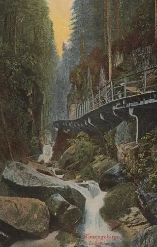 ALTE POSTKARTE RIESENGEBIRGE ZACKELKLAMM JELENIA GORA SCHLUCHT Kamienczyke Klamm Schlesien AK postcard cpa Ansichtskarte