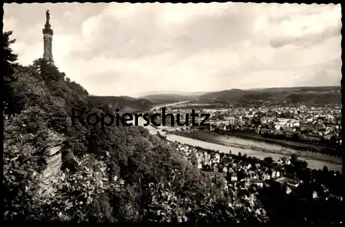 ÄLTERE POSTKARTE TRIER STADTBLICK MIT MARIENSÄULE UND MOSELLAUF Mosel Ansichtskarte postcard cpa AK