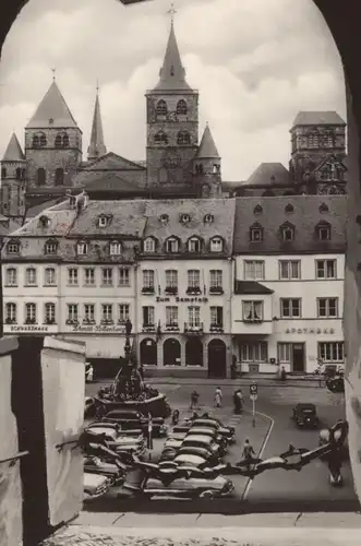 ÄLTERE POSTKARTE TRIER MARKT UND DOM Marktplatz old cars Autos Ansichtskarte postcard cpa AK