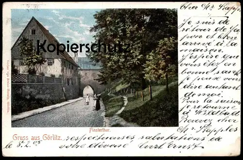 ALTE POSTKARTE GRUSS AUS GÖRLITZ FINSTERTHOR FRAU MIT KIEPE Finstertor Zgorzelec Ansichtskarte postcard cpa AK
