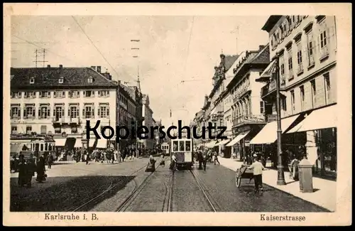 ALTE POSTKARTE KARLSRUHE I. B. KAISERSTRASSE STEMPEL BADISCHER LANDESVEREIN VEREINS-LAZARETT LUISENSCHULE cpa AK