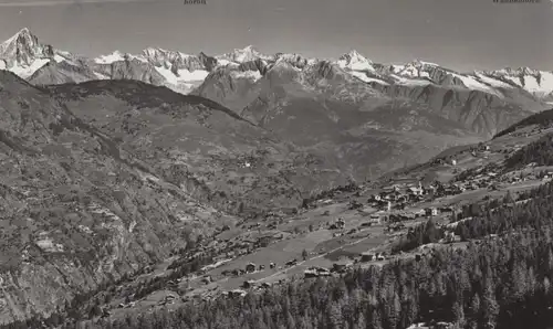 ÄLTERE POSTKARTE GRÄCHEN 1614 M MIT DEN BERNERALPEN Berner Alpen Breithorn Schweiz Suisse cpa AK Ansichtskarte postcard