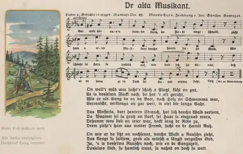 ALTE POSTKARTE ANTON GÜNTHER GOTTESGAB LIED BÖHMEN DR ALTA MUSIKANT NR. 49 Ansichtskarte postcard AK cpa