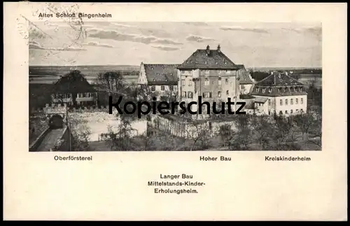 ALTE POSTKARTE ALTES SCHLOSS BINGENHEIM LANGER BAU MITTELSTANDS-KINDER-ERHOLUNGSHEIM castle chateau Echzell-Bingenheim