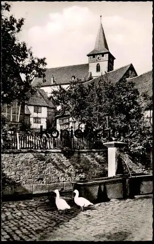 ÄLTERE POSTKARTE BAD KÖNIG IM ODENWALD GÄNSE AM BRUNNEN fountain fontaine Gans goose l'oie Ansichtskarte postcard cpa AK