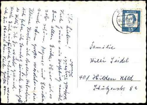 ÄLTERE POSTKARTE WOLFSBURG ST. JOSEPHSKIRCHE RATHAUS CHRISTUSKIRCHE BADEANSTALT PORSCHESTRASSE SCHILLERTEICH AMTSGERICHT