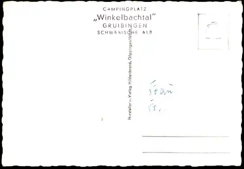 ÄLTERE POSTKARTE GRUIBINGEN SCHWÄBISCHE ALB WINKELBACHTAL CAMPINGPLATZ LANDKREIS GÖPPINGEN Ansichtskarte postcard cpa AK