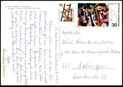 ÄLTERE POSTKARTE BAD AACHEN BURTSCHEID SCHWERT-, PRINZEN-, UND GOLDMÜHLENBAD Ansichtskarte postcard cpa AK