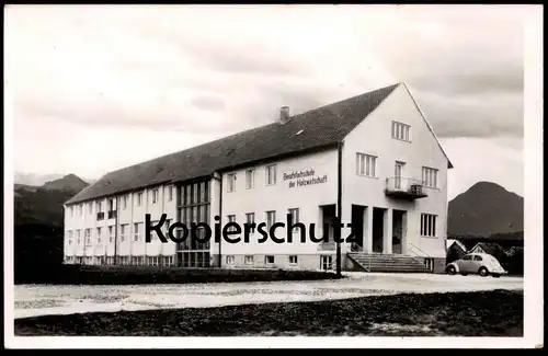 ALTE POSTKARTE ROSENHEIM BERUFSFACHSCHULE DER HOLZWIRTSCHAFT Holz Schule VW Käfer Ansichtskarte postcard cpa AK